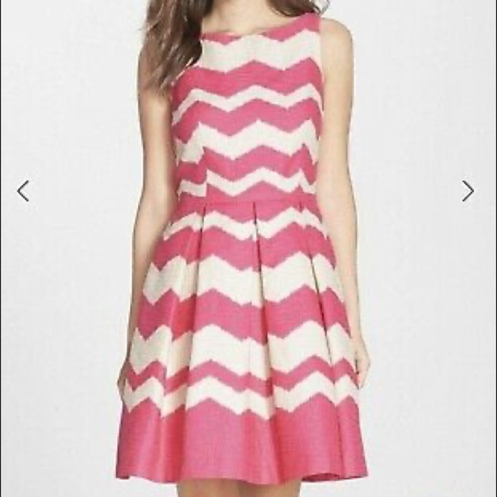Just Taylor Pink Chevron Sleeveless Dress